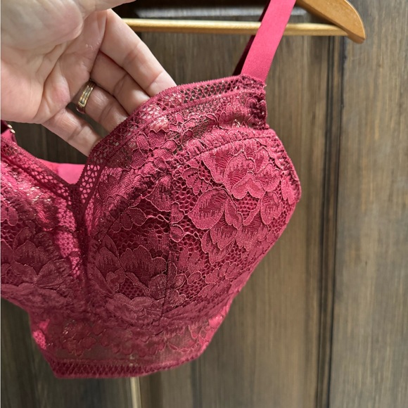 Knix Wireless DEEP RED Lace bustier bra - size S++ - Picture 3 of 11